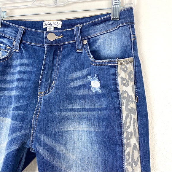 EASEL Animal Print Accent Skinny Denim Jeans NWT - Picture 6 of 8